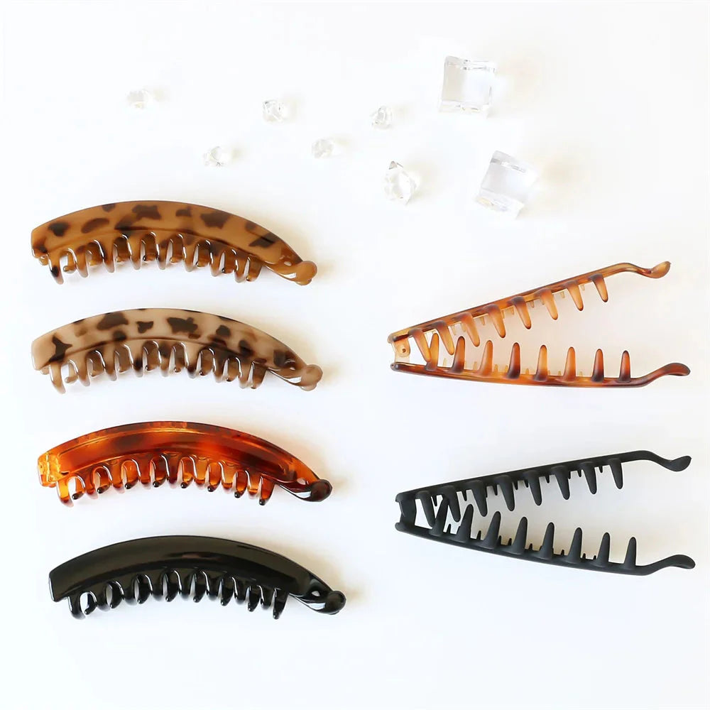 Elevate Your Hair Game with Elegant Frosted Solid Color Banana Hair Clips - Perfect Barrettes for Stylish Ponytails!