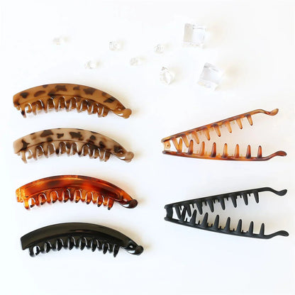 Elevate Your Hair Game with Elegant Frosted Solid Color Banana Hair Clips - Perfect Barrettes for Stylish Ponytails!