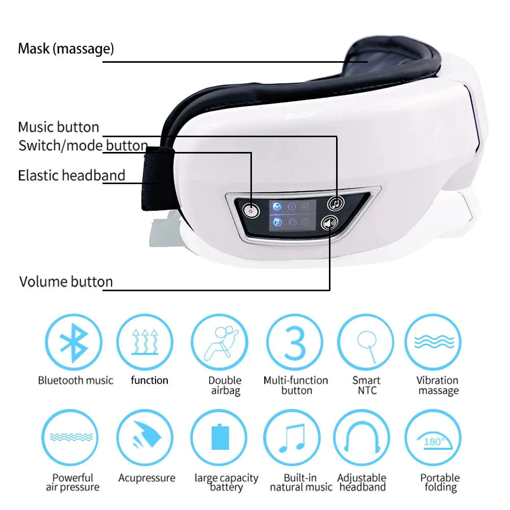Revitalize Your Eyes with the 6D Smart Eye Massager - Bluetooth Music & Airbag Compression for Ultimate Relaxation