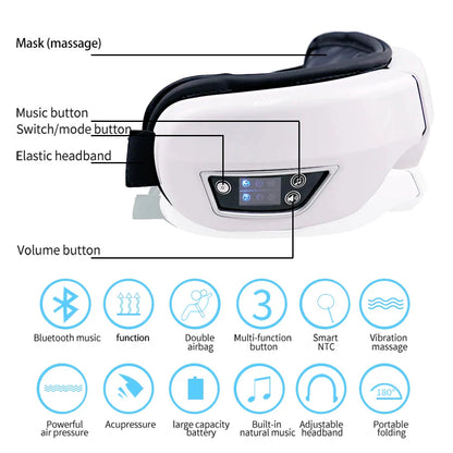 Revitalize Your Eyes with the 6D Smart Eye Massager - Bluetooth Music & Airbag Compression for Ultimate Relaxation
