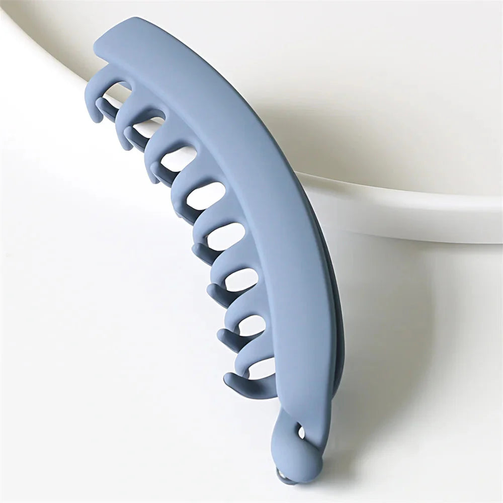 Elevate Your Hair Game with Elegant Frosted Solid Color Banana Hair Clips - Perfect Barrettes for Stylish Ponytails!