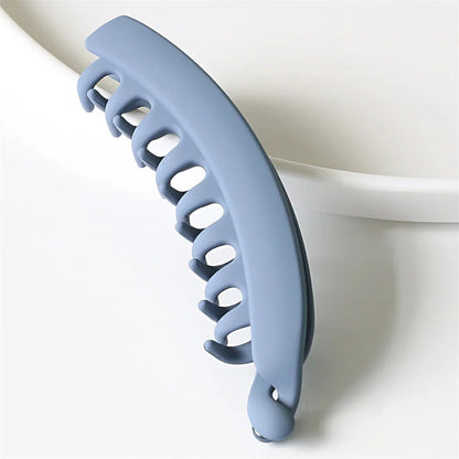 Elevate Your Hair Game with Elegant Frosted Solid Color Banana Hair Clips - Perfect Barrettes for Stylish Ponytails!