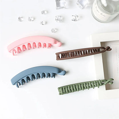 Elevate Your Hair Game with Elegant Frosted Solid Color Banana Hair Clips - Perfect Barrettes for Stylish Ponytails!