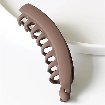 Elevate Your Hair Game with Elegant Frosted Solid Color Banana Hair Clips - Perfect Barrettes for Stylish Ponytails!