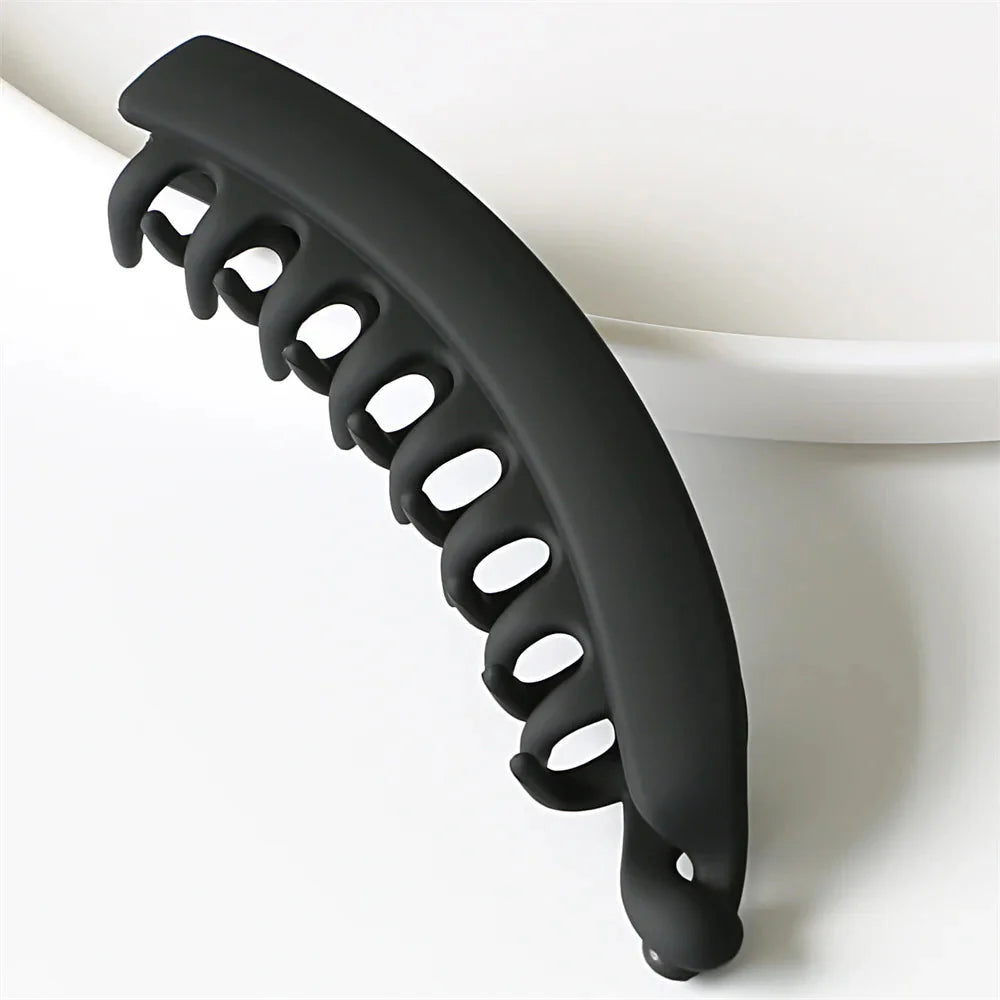 Elevate Your Hair Game with Elegant Frosted Solid Color Banana Hair Clips - Perfect Barrettes for Stylish Ponytails!