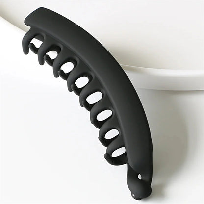 Elevate Your Hair Game with Elegant Frosted Solid Color Banana Hair Clips - Perfect Barrettes for Stylish Ponytails!