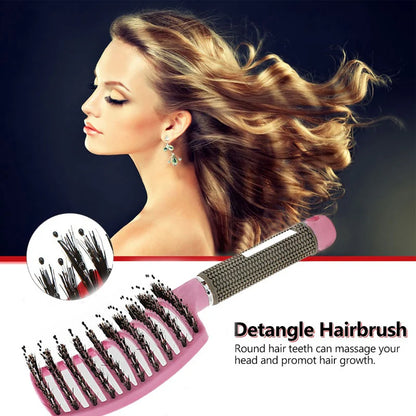 Anti-Tangle Detangling Hair Brush for Women with Nylon Bristles and Scalp Massage Features