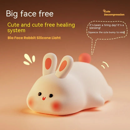 Adorable Touch Sensor LED Night Light - Big Face Rabbit Silicone Lamp for Kids - Perfect Christmas Gift & Home Decor