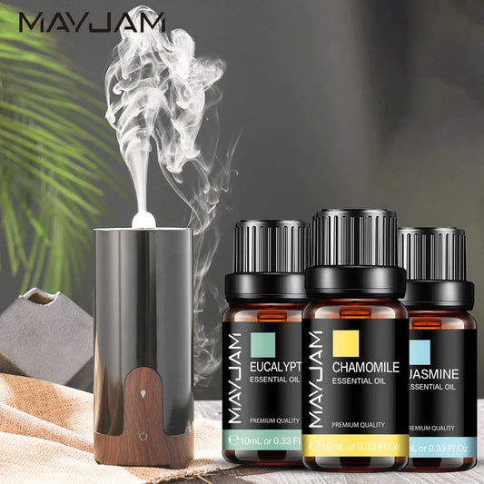 MAYJAM 10ML Essential Oil Collection - Lavender, Lemongrass, Jasmine, Vanilla, Eucalyptus, Rose & Lemon for Aromatherapy, Diffusers, and Candle Making