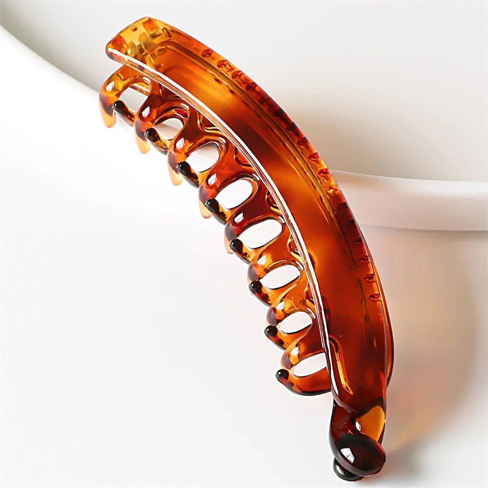 Elevate Your Hair Game with Elegant Frosted Solid Color Banana Hair Clips - Perfect Barrettes for Stylish Ponytails!